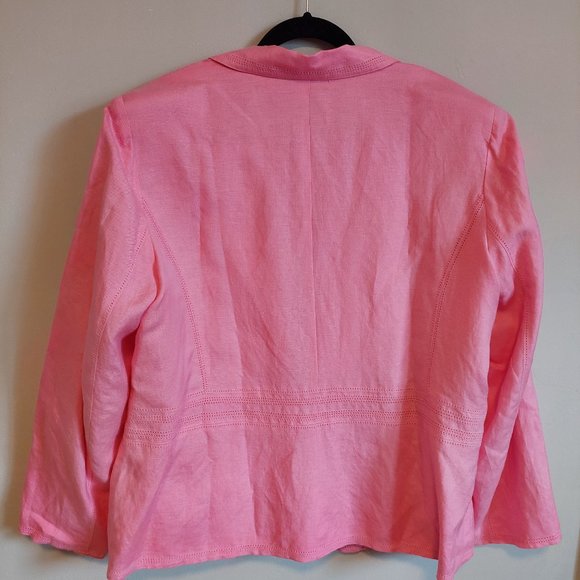 Notations PINK LINEN BLAZER WITH SINGLE BUTTON - 1X - Picture 2 of 8